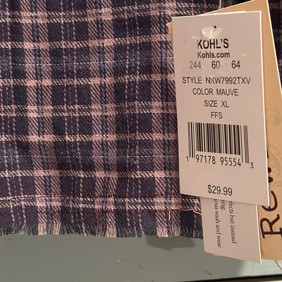 Upcycled BLONDIE Graphic Tee On REWIND Mixed Patterns Flannel Shirt Size XL - Picture 7 of 8